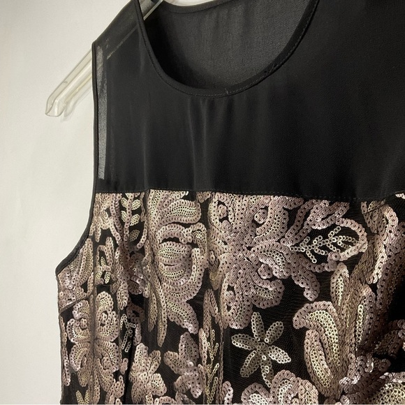 Pink Martini Gold Sheer Cocktail Dress M Black Mesh‎ Mini - Picture 5 of 14